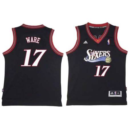 Black Throwback Casper Ware Twill Basketball Jersey -76ers #17 Ware Twill Jerseys, FREE SHIPPING