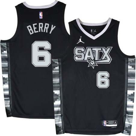 Spurs #6 Walter Berry SATX Black Twill Jersey