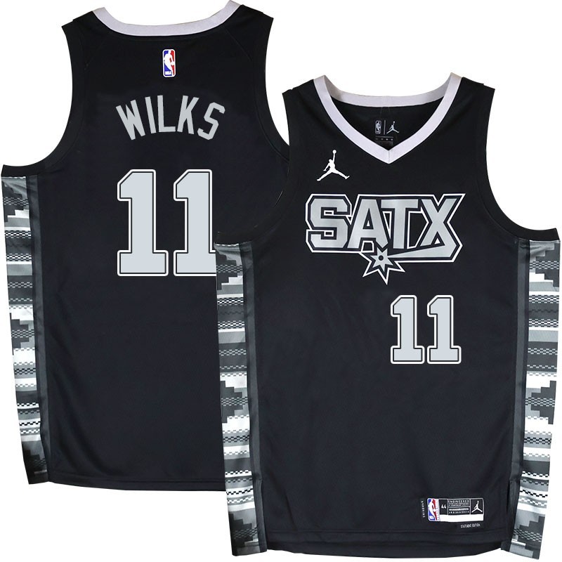 Spurs #11 Mike Wilks SATX Black Twill Jersey