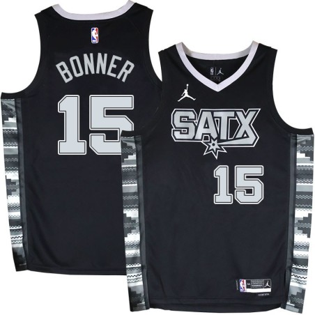 Spurs #15 Matt Bonner SATX Black Twill Jersey