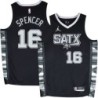 Spurs #16 Felton Spencer SATX Black Twill Jersey