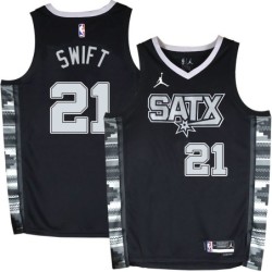 Spurs #21 Skeeter Swift SATX Black Twill Jersey