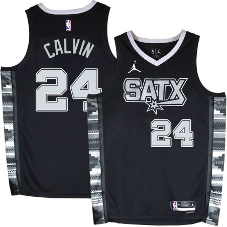 Spurs #24 Mack Calvin SATX Black Twill Jersey