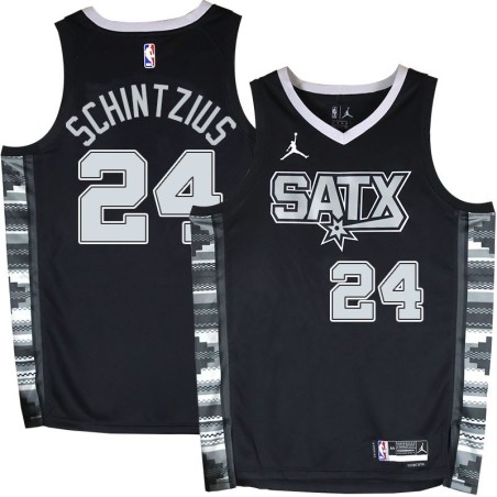 Spurs #24 Dwayne Schintzius SATX Black Twill Jersey