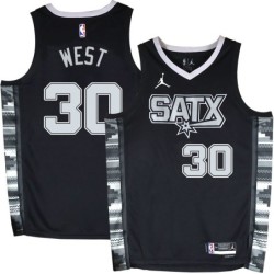 Spurs #30 David West SATX Black Twill Jersey