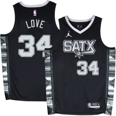 Spurs #34 Stan Love SATX Black Twill Jersey