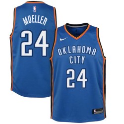 Blue Erwin Mueller Twill Basketball Jersey -Thunder #24 Mueller Twill Jerseys, FREE SHIPPING