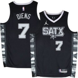 Spurs #7 Gorgui Dieng SATX Black Twill Jersey