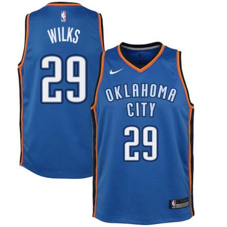 Blue Mike Wilks Twill Basketball Jersey -Thunder #29 Wilks Twill Jerseys, FREE SHIPPING