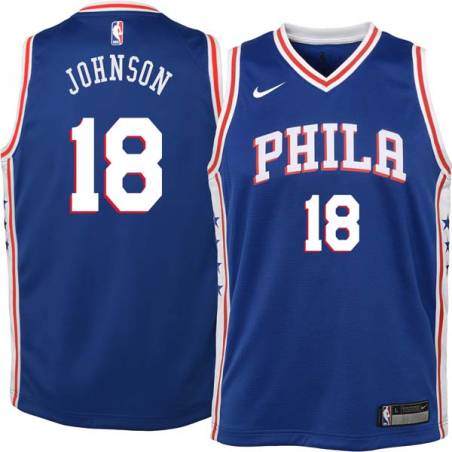 Blue Ollie Johnson Twill Basketball Jersey -76ers #18 Johnson Twill Jerseys, FREE SHIPPING