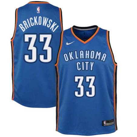 Blue Frank Brickowski Twill Basketball Jersey -Thunder #33 Brickowski Twill Jerseys, FREE SHIPPING