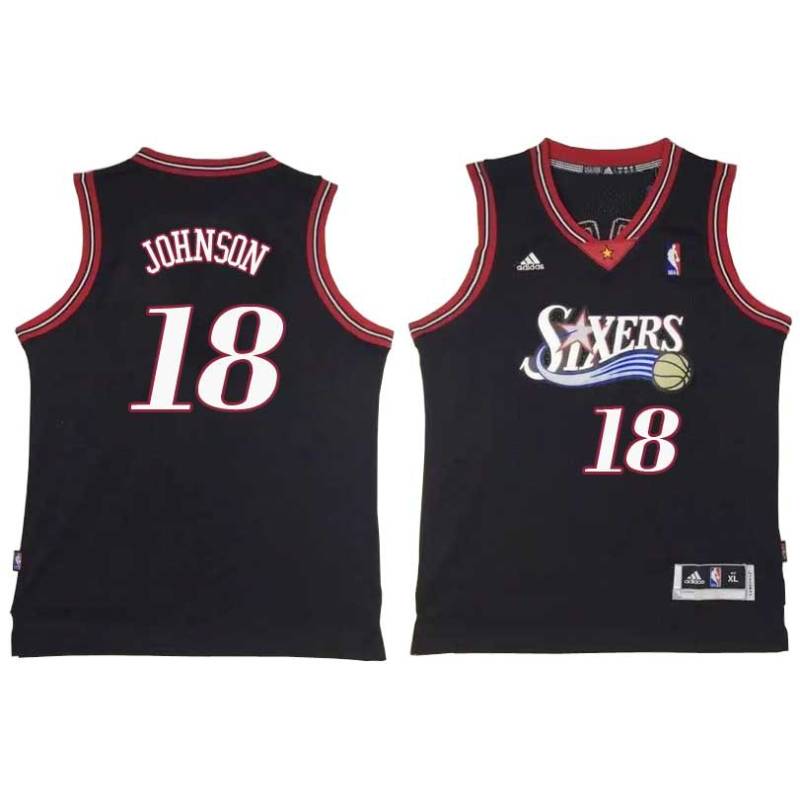 Black Throwback Ollie Johnson Twill Basketball Jersey -76ers #18 Johnson Twill Jerseys, FREE SHIPPING