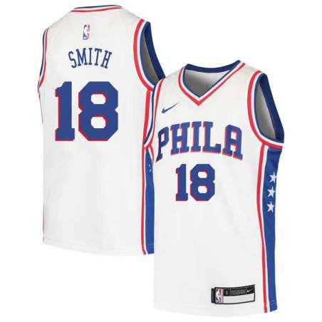 White Derek Smith Twill Basketball Jersey -76ers #18 Smith Twill Jerseys, FREE SHIPPING
