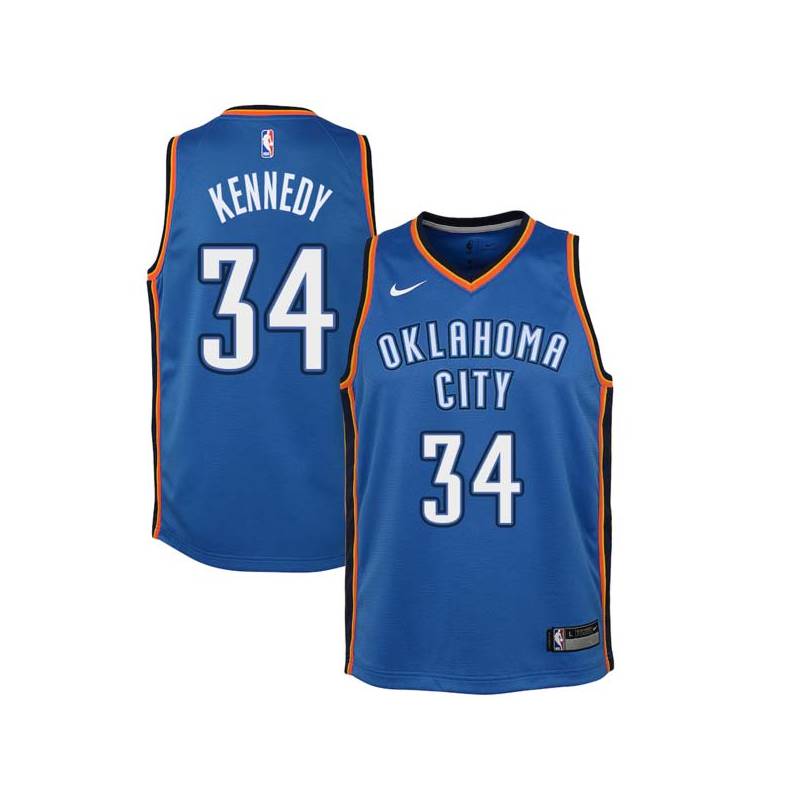 Blue Joe Kennedy Twill Basketball Jersey -Thunder #34 Kennedy Twill Jerseys, FREE SHIPPING