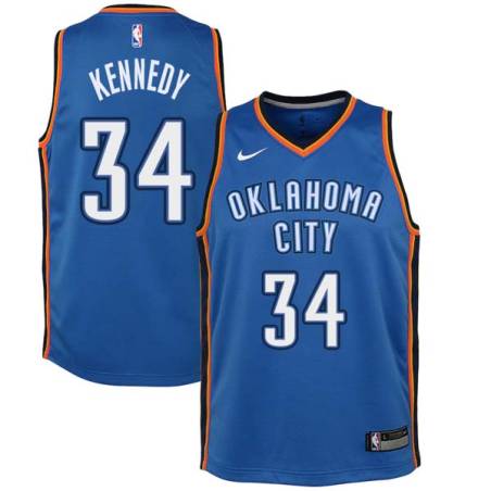 Blue Joe Kennedy Twill Basketball Jersey -Thunder #34 Kennedy Twill Jerseys, FREE SHIPPING