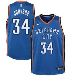 Blue Clay Johnson Twill Basketball Jersey -Thunder #34 Johnson Twill Jerseys, FREE SHIPPING