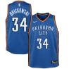 Blue Frank Brickowski Twill Basketball Jersey -Thunder #34 Brickowski Twill Jerseys, FREE SHIPPING