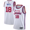 White Classic Derek Smith Twill Basketball Jersey -76ers #18 Smith Twill Jerseys, FREE SHIPPING