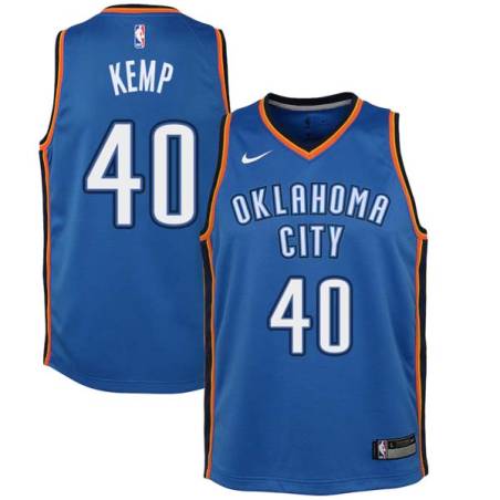 Blue Shawn Kemp Twill Basketball Jersey -Thunder #40 Kemp Twill Jerseys, FREE SHIPPING