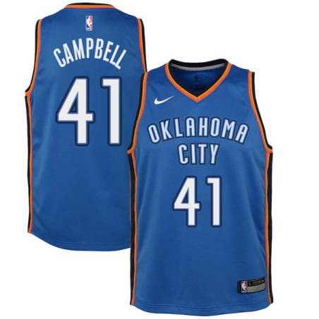 Blue Elden Campbell Twill Basketball Jersey -Thunder #41 Campbell Twill Jerseys, FREE SHIPPING