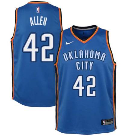 Blue Lucius Allen Twill Basketball Jersey -Thunder #42 Allen Twill Jerseys, FREE SHIPPING