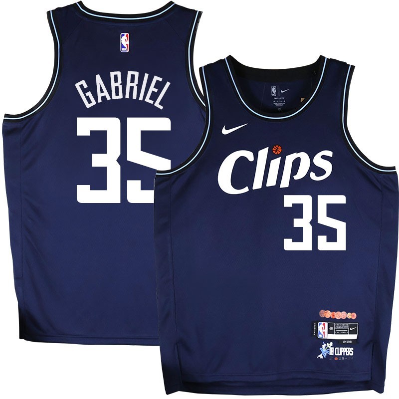 Clippers #35 Wenyen Gabriel 2023 2024 Clips Navy City Jersey