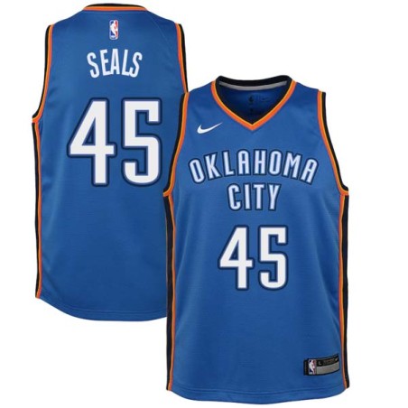 Blue Bruce Seals Twill Basketball Jersey -Thunder #45 Seals Twill Jerseys, FREE SHIPPING