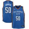 Blue Ervin Johnson Twill Basketball Jersey -Thunder #50 Johnson Twill Jerseys, FREE SHIPPING