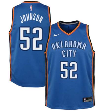 Blue George Johnson Twill Basketball Jersey -Thunder #52 Johnson Twill Jerseys, FREE SHIPPING