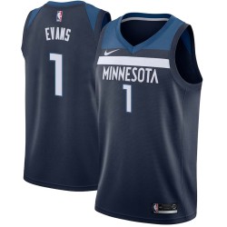 Navy Maurice Evans Twill Basketball Jersey -Timberwolves #1 Evans Twill Jerseys, FREE SHIPPING