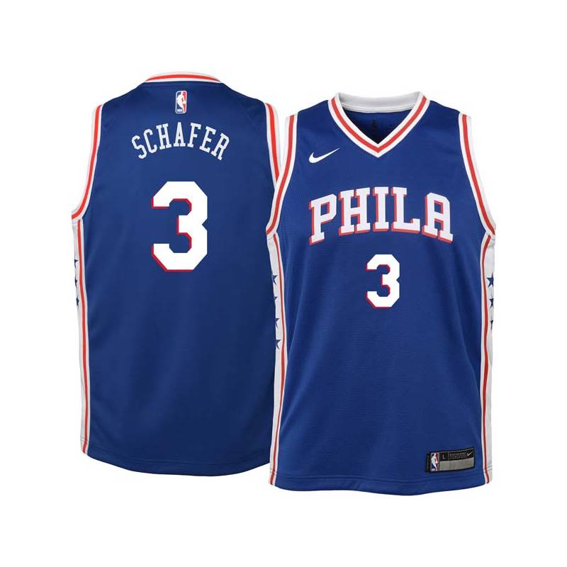Blue Bob Schafer Twill Basketball Jersey -76ers #3 Schafer Twill Jerseys, FREE SHIPPING