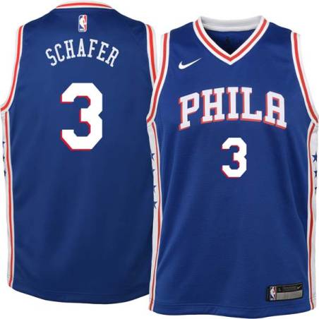 Blue Bob Schafer Twill Basketball Jersey -76ers #3 Schafer Twill Jerseys, FREE SHIPPING