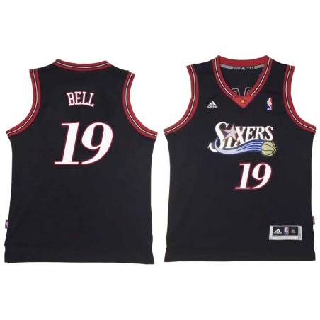 Black Throwback Raja Bell Twill Basketball Jersey -76ers #19 Bell Twill Jerseys, FREE SHIPPING