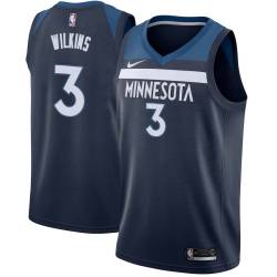 Navy Damien Wilkins Twill Basketball Jersey -Timberwolves #3 Wilkins Twill Jerseys, FREE SHIPPING