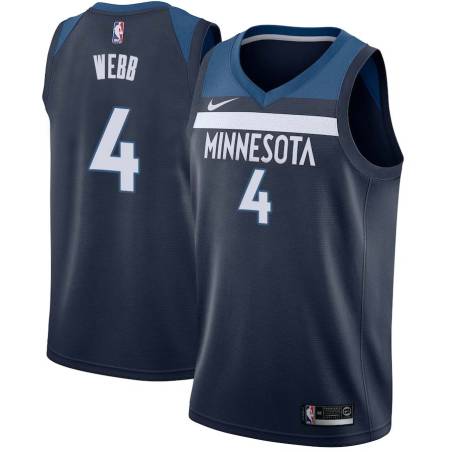 Navy Spud Webb Twill Basketball Jersey -Timberwolves #4 Webb Twill Jerseys, FREE SHIPPING