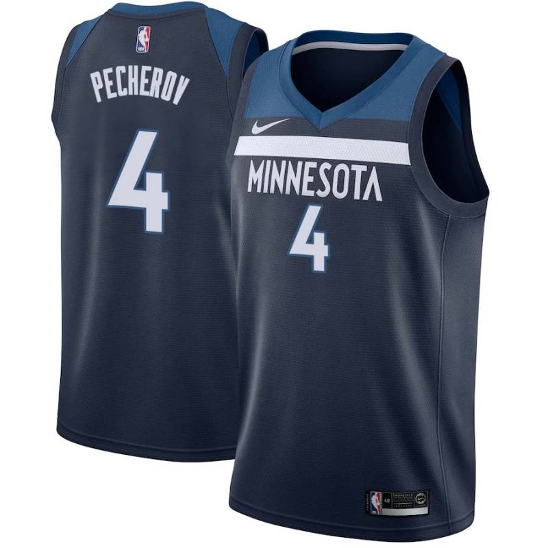 Navy Oleksiy Pecherov Twill Basketball Jersey -Timberwolves #4 Pecherov Twill Jerseys, FREE SHIPPING