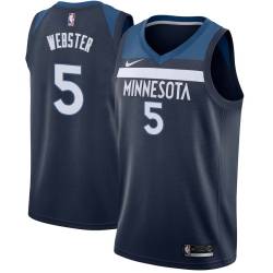 Navy Martell Webster Twill Basketball Jersey -Timberwolves #5 Webster Twill Jerseys, FREE SHIPPING