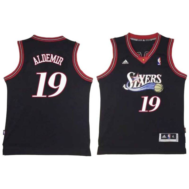 Black Throwback Furkan Aldemir Twill Basketball Jersey -76ers #19 Aldemir Twill Jerseys, FREE SHIPPING