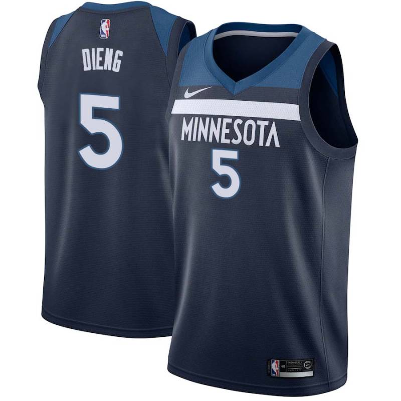 Navy Gorgui Dieng Twill Basketball Jersey -Timberwolves #5 Dieng Twill Jerseys, FREE SHIPPING