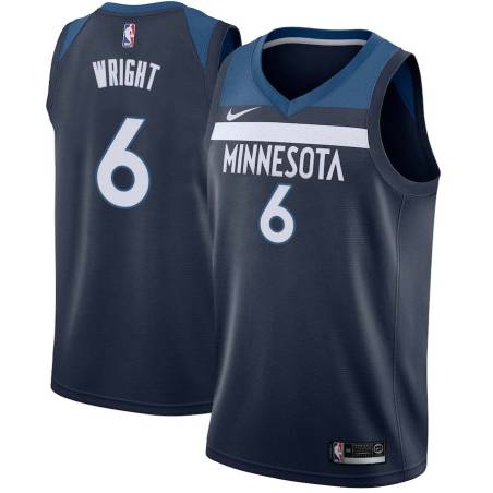 Navy Bracey Wright Twill Basketball Jersey -Timberwolves #6 Wright Twill Jerseys, FREE SHIPPING