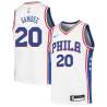 White Dave Gambee Twill Basketball Jersey -76ers #20 Gambee Twill Jerseys, FREE SHIPPING