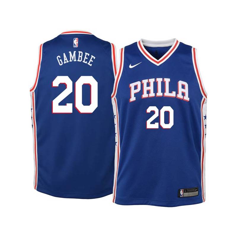 Blue Dave Gambee Twill Basketball Jersey -76ers #20 Gambee Twill Jerseys, FREE SHIPPING