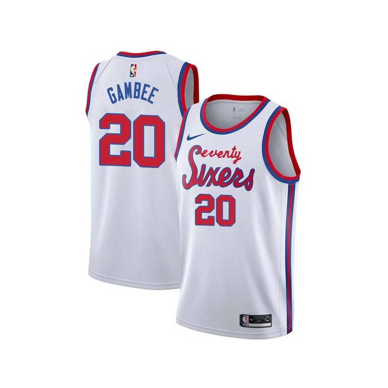 White Classic Dave Gambee Twill Basketball Jersey -76ers #20 Gambee Twill Jerseys, FREE SHIPPING