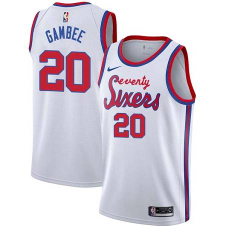 White Classic Dave Gambee Twill Basketball Jersey -76ers #20 Gambee Twill Jerseys, FREE SHIPPING