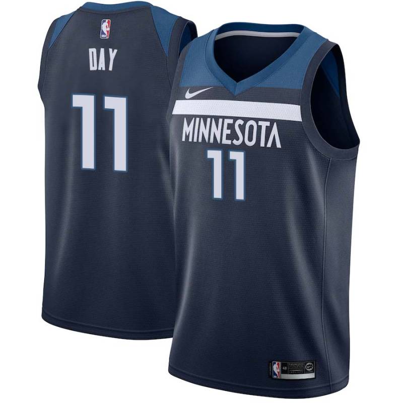 Navy Todd Day Twill Basketball Jersey -Timberwolves #11 Day Twill Jerseys, FREE SHIPPING