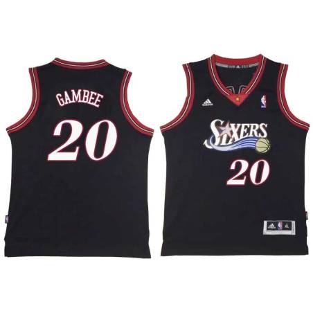 Black Throwback Dave Gambee Twill Basketball Jersey -76ers #20 Gambee Twill Jerseys, FREE SHIPPING