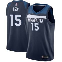 Navy Maurice Ager Twill Basketball Jersey -Timberwolves #15 Ager Twill Jerseys, FREE SHIPPING