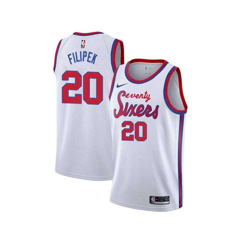 White Classic Ron Filipek Twill Basketball Jersey -76ers #20 Filipek Twill Jerseys, FREE SHIPPING