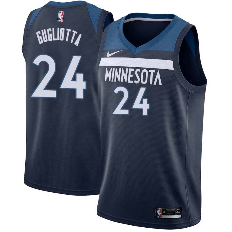 Navy Tom Gugliotta Twill Basketball Jersey -Timberwolves #24 Gugliotta Twill Jerseys, FREE SHIPPING