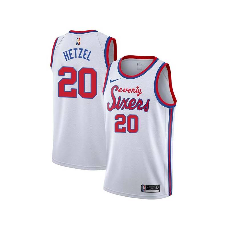 White Classic Fred Hetzel Twill Basketball Jersey -76ers #20 Hetzel Twill Jerseys, FREE SHIPPING